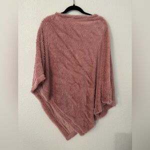 Dusty Rose Plush Poncho Wrap One Size Cozy Blanket Shawl Nursing Cover